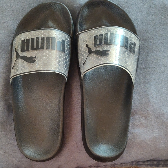 Puma Black and Gray Slide Sandals - Picture 1 of 7